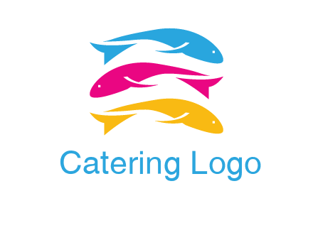 colorful fishes on top of each other printing logo