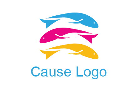 colorful fishes on top of each other printing logo