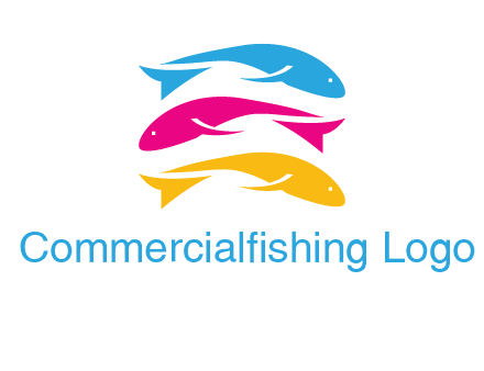 colorful fishes on top of each other printing logo
