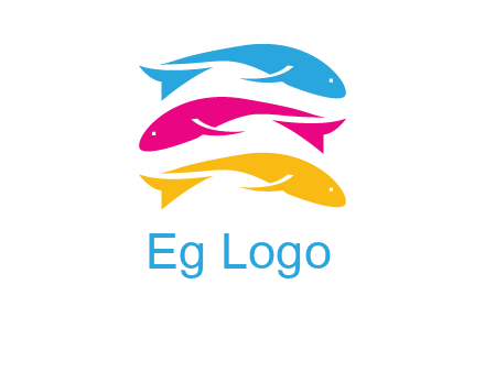 colorful fishes on top of each other printing logo