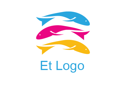colorful fishes on top of each other printing logo