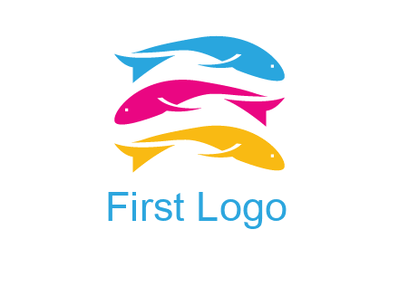 colorful fishes on top of each other printing logo