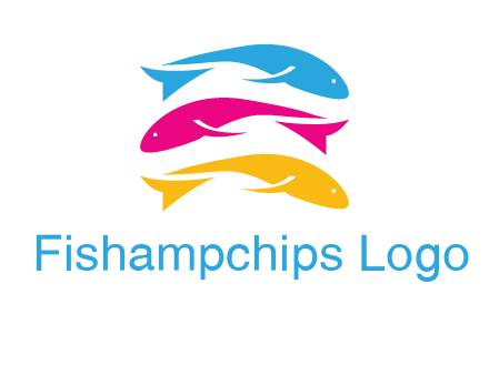 colorful fishes on top of each other printing logo