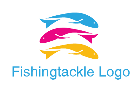 colorful fishes on top of each other printing logo