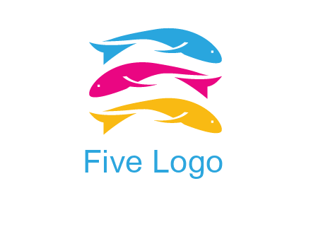 colorful fishes on top of each other printing logo