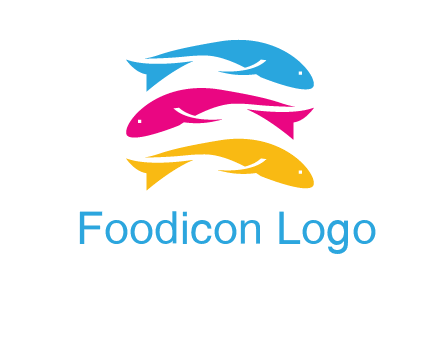 colorful fishes on top of each other printing logo