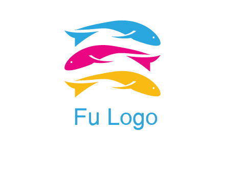 colorful fishes on top of each other printing logo