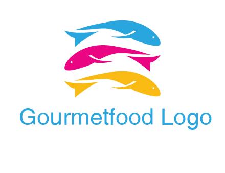 colorful fishes on top of each other printing logo