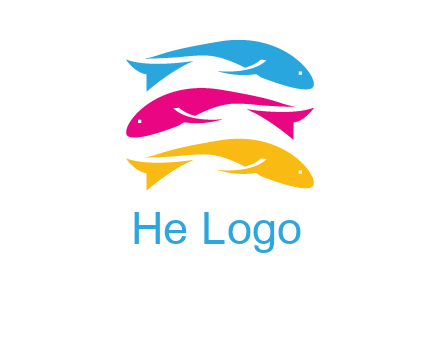 colorful fishes on top of each other printing logo