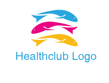 colorful fishes on top of each other printing logo