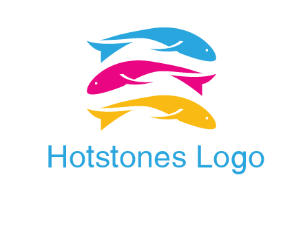 colorful fishes on top of each other printing logo