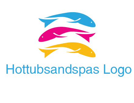 colorful fishes on top of each other printing logo