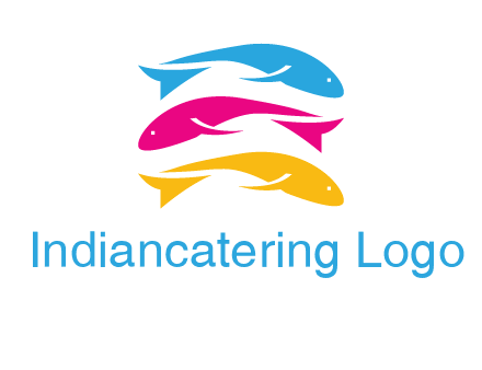 colorful fishes on top of each other printing logo