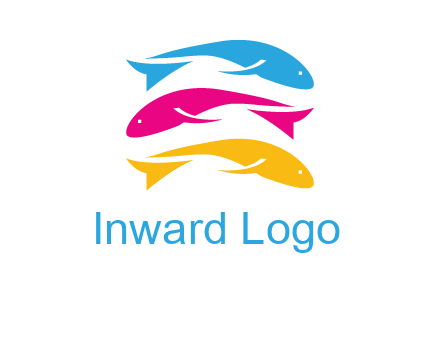 colorful fishes on top of each other printing logo