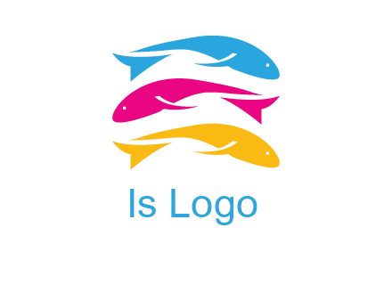 colorful fishes on top of each other printing logo