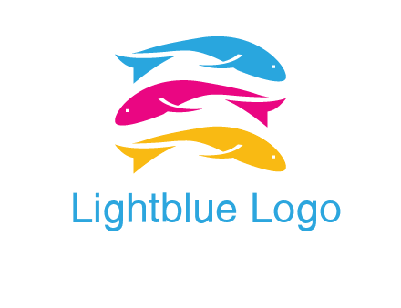 colorful fishes on top of each other printing logo