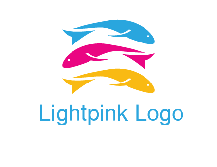 colorful fishes on top of each other printing logo