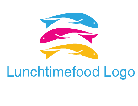 colorful fishes on top of each other printing logo