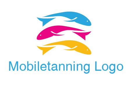 colorful fishes on top of each other printing logo