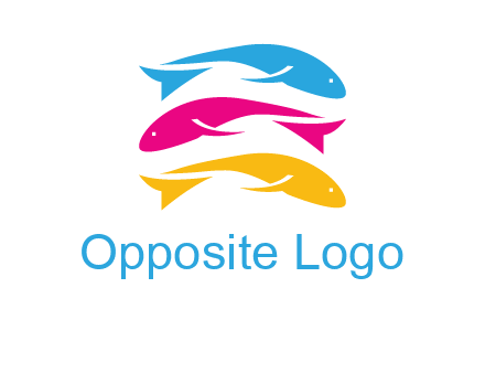 colorful fishes on top of each other printing logo