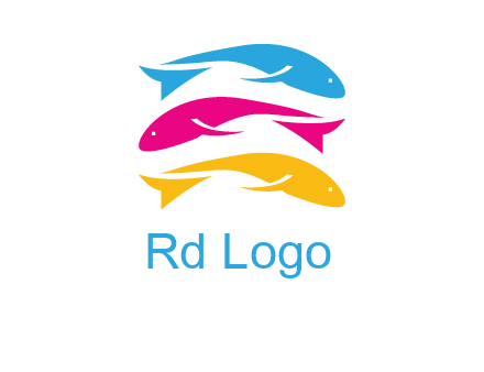 colorful fishes on top of each other printing logo