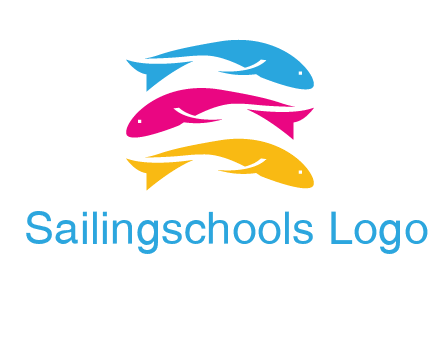colorful fishes on top of each other printing logo
