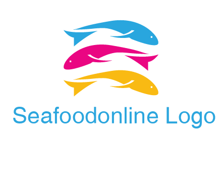 colorful fishes on top of each other printing logo