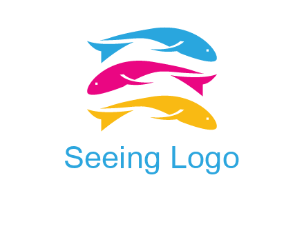 colorful fishes on top of each other printing logo
