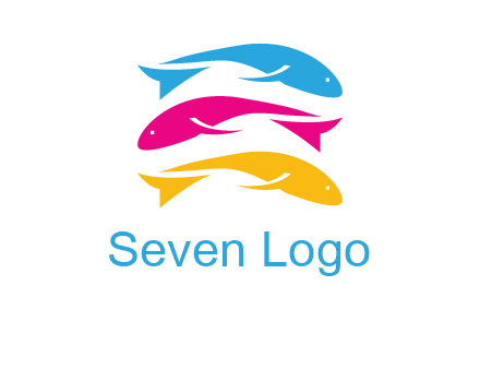 colorful fishes on top of each other printing logo