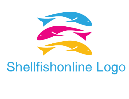 colorful fishes on top of each other printing logo