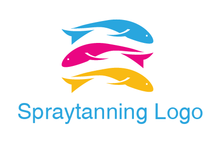 colorful fishes on top of each other printing logo