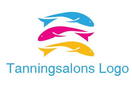 colorful fishes on top of each other printing logo