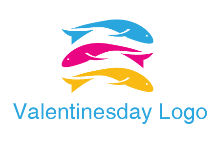 colorful fishes on top of each other printing logo