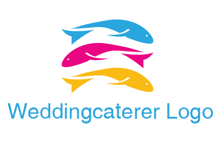 colorful fishes on top of each other printing logo