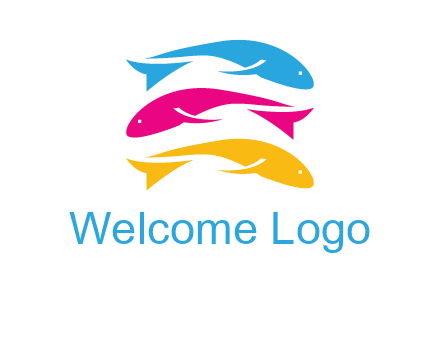 colorful fishes on top of each other printing logo