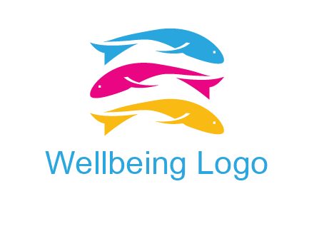 colorful fishes on top of each other printing logo