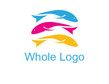 colorful fishes on top of each other printing logo