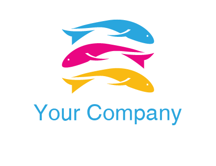 colorful fishes on top of each other printing logo