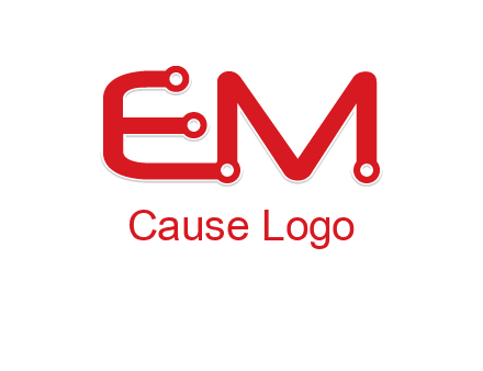 Letters EM with Digital wire logo