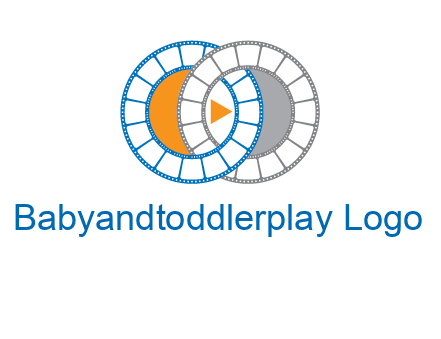 circles of film reel entwined with a play button