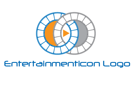 circles of film reel entwined with a play button