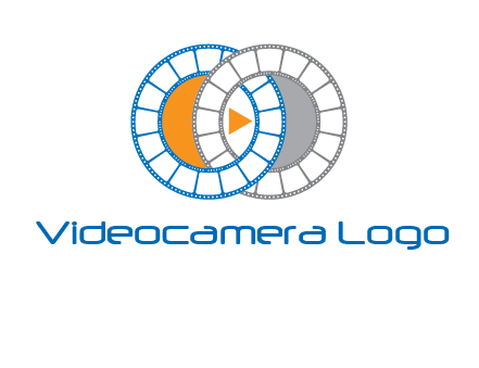 circles of film reel entwined with a play button