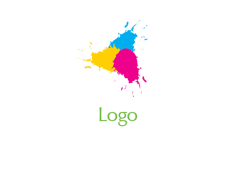 colorful paint splatter in triangle printing logo