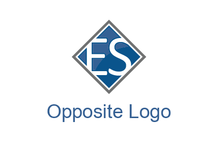 Letters ES are in rhombus shape logo