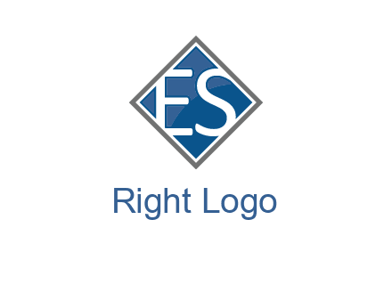 Letters ES are in rhombus shape logo