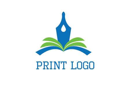 pen nib on horizontal book publishing logo