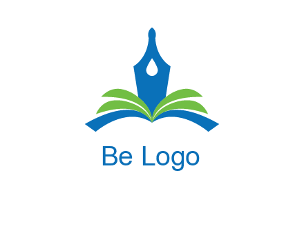 pen nib on horizontal book publishing logo