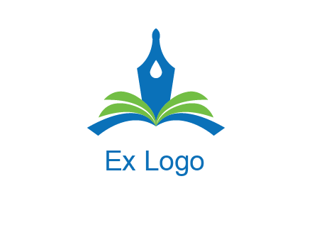 pen nib on horizontal book publishing logo