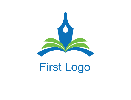 pen nib on horizontal book publishing logo