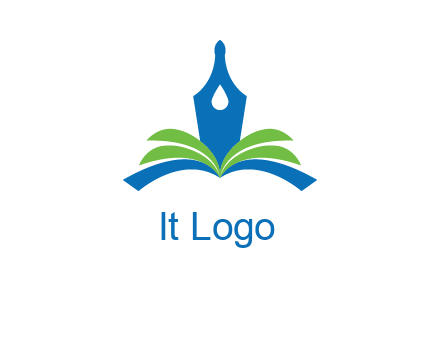 pen nib on horizontal book publishing logo